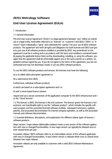 ZEISS Metrology Software End User License Agreement (EULA)的预览图像