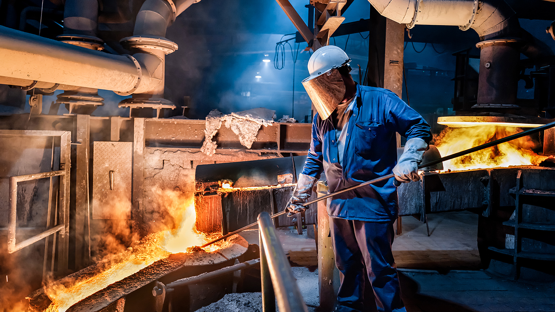 生产中的制动盘。