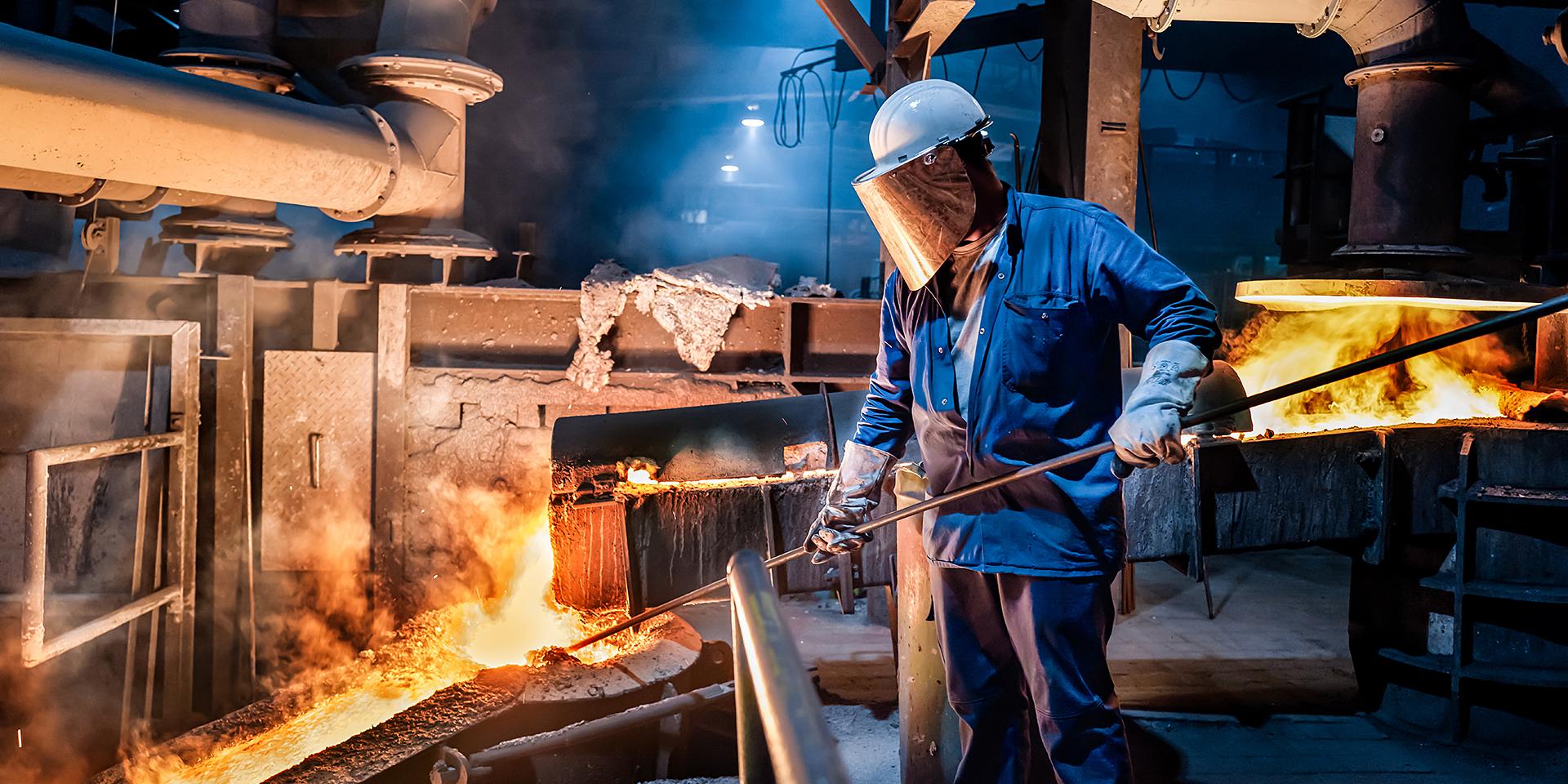 生产中的制动盘。