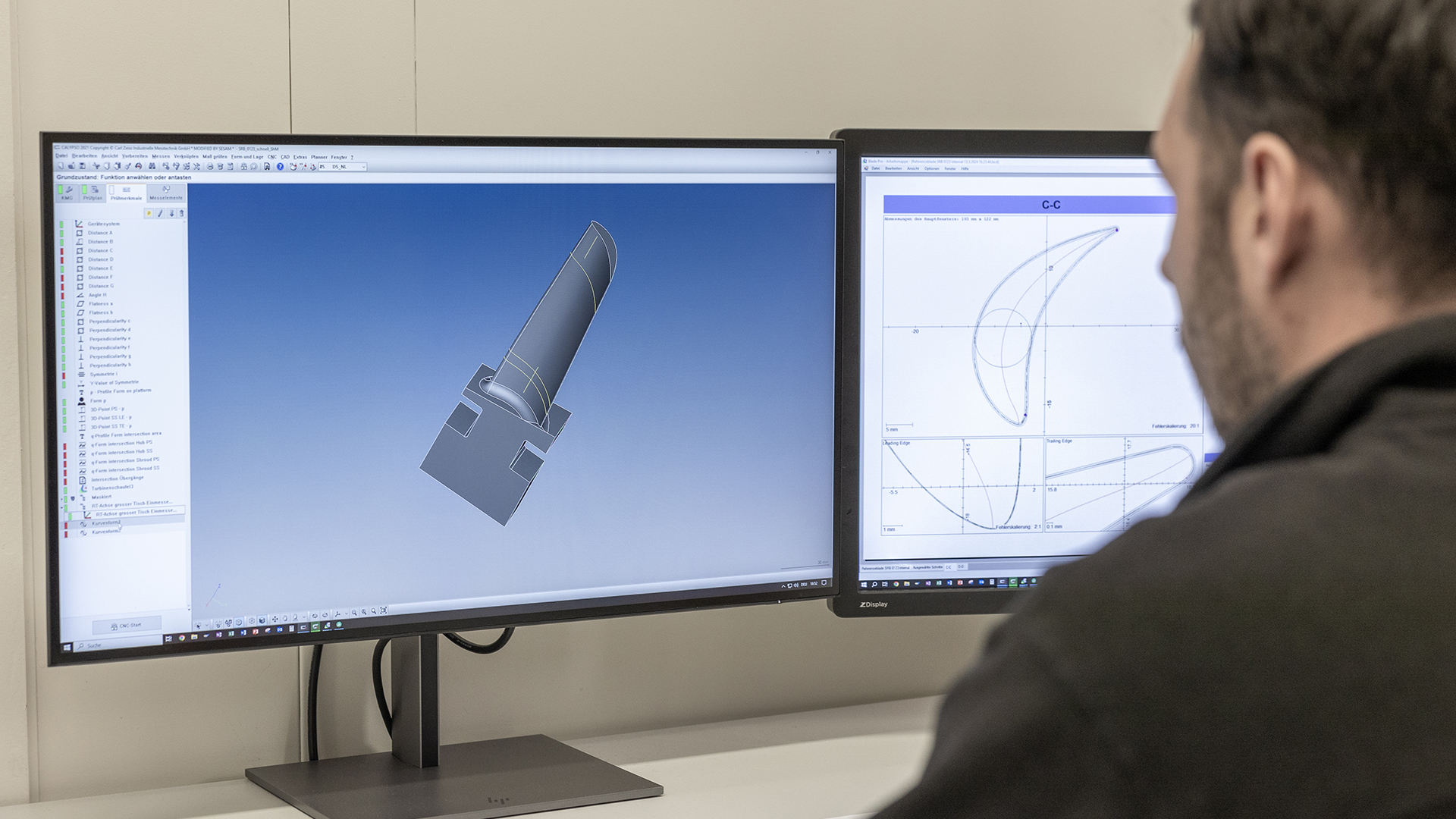 蔡司CALYPSO软件和Blade Inspect分析检测软件可快速阐释及分析转子叶片、导叶和叶盘的测量数据。