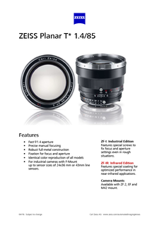 ZEISS Planar T* 1.4/85的预览图像