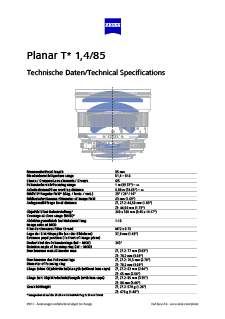 ZEISS Planar T* 1.4/85的预览图像