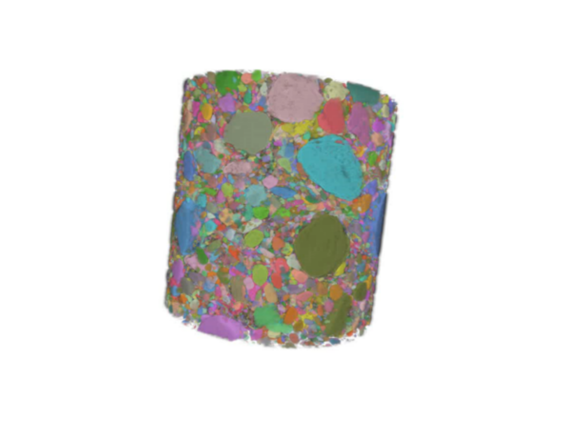 在多重感兴趣区域中对核黄素（维生素b2）补充剂中每个颗粒进行分割，生成三维图像。