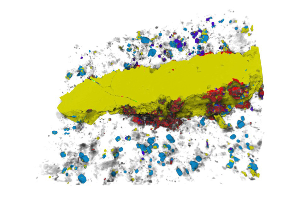 搭载Phase Identifier 3D的蔡司X射线显微镜可提供定量矿物学信息，并揭示花岗岩中黄铁矿-辉钼矿脉的结构关系。